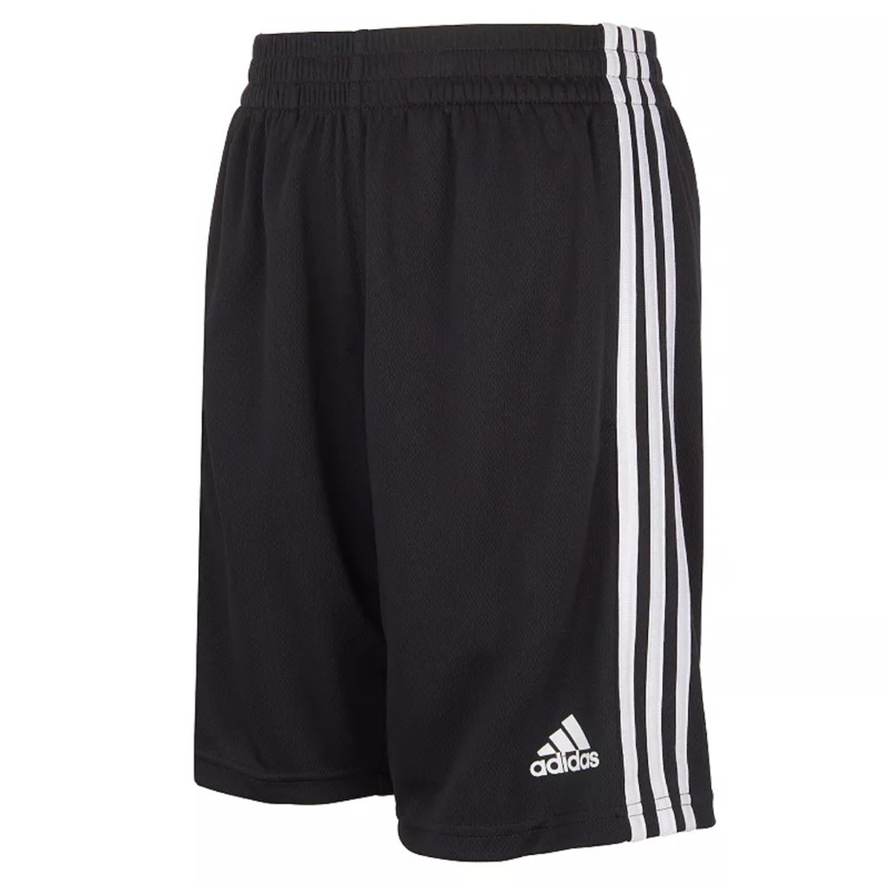 NWT Boys’ Adidas Black & White Classic Three Stripe Shorts, Size 10/12, Medium